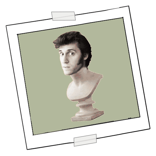a photo of dave as a bust statue